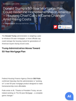 Donald Trump's 50-Year Mortgage Plan Could Redefine Homeownership In America — Housing Chief Calls It 'Game Changer' Amid Rising Costs - Federal Home Loan (OTC:FMCC) - Benzinga