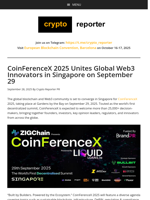 CoinFerenceX 2025 Unites Global Web3 Innovators in Singapore on September 29