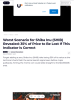 Worst Scenario for Shiba Inu (SHIB) Revealed: 35% of Price to Be Lost If This Indicator Is Correct - U.Today