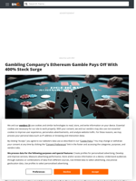 Gambling Company's Ethereum Gamble Pays Off With 400% Stock Surge - Brave New Coin