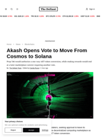 Akash Opens Vote to Move From Cosmos to Solana | The Defiant