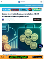 Solana Sees Institutional Accumulation: 413,075 SOL Moved Off Exchanges In Hours
