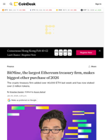 BitMine (BMNR), the largest Ethereum treasury firm, makes biggest ether purchase of 2026 