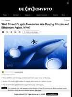 Wall Street Crypto Treasuries Are Buying Bitcoin and Ethereum Again. Why?