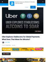 Uber to Start Using Stablecoins, Could Top Altcoins Soar Next?