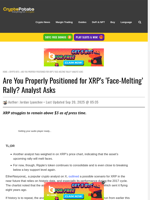 Are You Properly Positioned for XRP's 'Face-Melting' Rally? Analyst Asks