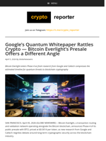 Google's Quantum Whitepaper Rattles Crypto — Bitcoin Everlight's Presale Offers a Different Angle