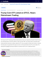 Trump Coin ETF Listed on DTCC, Nears Mainstream Trading