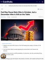Fed May Pause Rate Hike in October, December Hike Is on Table