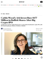 Cathie Wood's Ark Invest Buys $177 Million in Bullish Shares After Big Crypto IPO - Decrypt