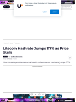 Litecoin Hashrate Jumps 117% as Price Stalls - U.Today