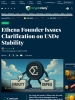 Ethena Founder Issues Clarification on USDe Stability - Crypto Daily