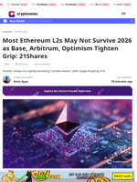 Most Ethereum L2s May Not Survive 2026 as Base, Arbitrum, Optimism Tighten Grip: 21Shares