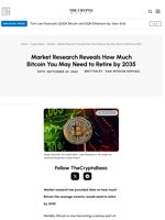 Market Research Reveals How Much Bitcoin You May Need to Retire by 2035