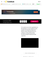 Sen. Warren Keeps Pressure on Trump Crypto Ties as Market Structure Bill Negotiated