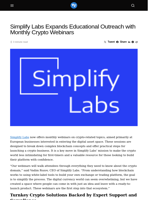 Simplify Labs Expands Educational Outreach with Monthly Crypto Webinars - Visionary Financial