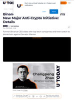 Binance's CZ Reacts to Sen Warren's New Major Anti-Crypto Initiative: Details