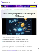 Aster token pumps more than 500% post-TGE launch - CoinJournal