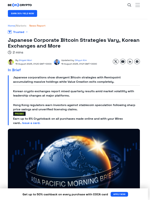 Japan Corporate Bitcoin Strategies, Korean Exchanges and More
