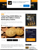 Tether Pays $300 Million To Settle $4.5B Celsius Claim