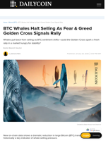 BTC Whales Halt Selling As Fear & Greed Golden Cross Signals Rally - DailyCoin