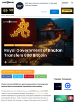 Royal Government of Bhutan Transfers 800 Bitcoin | Live Bitcoin News