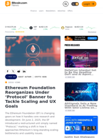 Ethereum Foundation Reorganizes Under ‘Protocol’ Banner to Tackle Scaling and UX Goals – Crypto News Bitcoin News