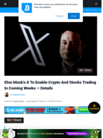 Elon Musk’s X To Enable Crypto And Stocks Trading In Coming Weeks — Details | Bitcoinist.com