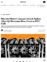 Bitcoin Miner Canaan’s Stock Spikes After Q3 Revenue Rise, Even as BTC Falls - Decrypt