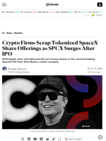 Crypto Firms Scrap Tokenized SpaceX Share Offerings as SPCX Surges After IPO - Decrypt