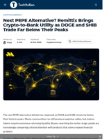 Next PEPE Alternative? Remittix Brings Crypto-to-Bank Utility as DOGE and SHIB Trade Far Below Their Peaks - TechBullion