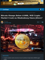 Bitcoin Slumps Below $108K, Will Crypto Market Crash on Hindenburg Omen Jitters?