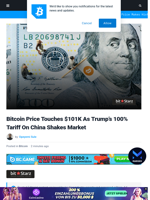 Bitcoin Price Touches $101K As Trump’s 100% Tariff On China Shakes Market | Bitcoinist.com