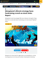 Metaplanet’s Bitcoin Fundraising Strategy Under Pressure as Stock Drops 54%
