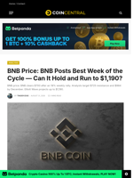 BNB Price: BNB Posts Best Week of the Cycle — Can It Hold and Run to $1,190? - CoinCentral