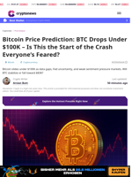 Bitcoin Price Prediction: BTC Drops Under $100K – Is This the Start of the Crash Everyone’s Feared?