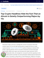 Top Crypto Headlines Hide the Fact That an Altcoin Is Quietly Outperforming Majors by 15x
