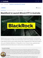 BlackRock to Launch Bitcoin ETF in Australia