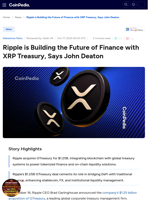 Ripple is Building the Future of Finance with XRP Treasury, Says John Deaton 