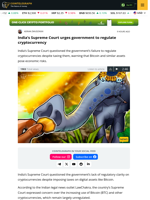India’s Supreme Court urges government to regulate cryptocurrency