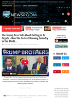 
The Trump Bros Talk About Getting in to Crypto - Now The Fastest Growing Industry in the World... | Cryptocurrency News Live | Breaking Crypto News - Realtime Prices, Analysis, Predictions...
