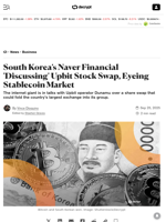 South Korea’s Naver Financial 'Discussing' Upbit Stock Swap, Eyeing Stablecoin Market - Decrypt
