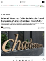 Schwab Wants to Offer Stablecoin Amid Expanding Crypto Services Push: CEO - Decrypt