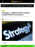 Strategy Inc. (MSTR) Stock: Plunges Despite 850 BTC Acquisition