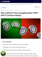 Why is Bitcoin Price Struggling Near $70K? Will It Continue Falling?