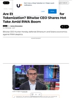 Are Ethereum and Solana Useless for Tokenization? Bitwise CEO Shares Hot Take Amid RWA Boom - U.Today