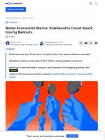 Nobel Laureate Tirole Warns Stablecoins Could Trigger Bailouts