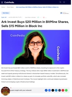 Ark Invest Buys $20 Million in BitMine Shares, Sells $15 Million in Block Inc