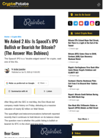 We Asked 2 AIs: Is SpaceX's IPO Bullish or Bearish for Bitcoin? (The Answer Was Dubious)