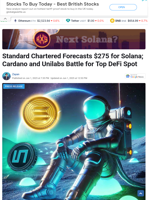 Standard Chartered Forecasts $275 for Solana; Cardano and Unilabs Battle for Top DeFi Spot
